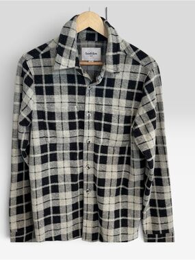 Goodfellow & Co Men’s Black Gray Plaid Flannel Button Down Shirt S